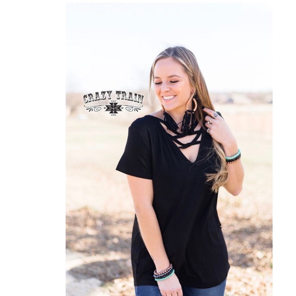 Crazy Train THE TOPSY TURVY TOP *BLACK CRISS CROSS